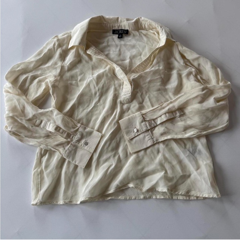 J. Crew Women's Cream Cropped Blouse